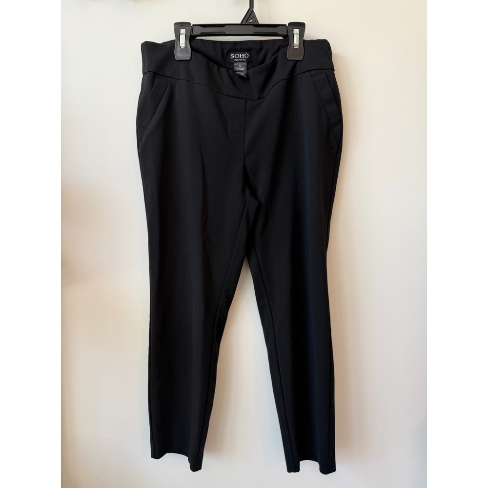 SOHO Apparel Ltd Black Pull On Dress Pants Petite Large PL Tapered Work Trouser